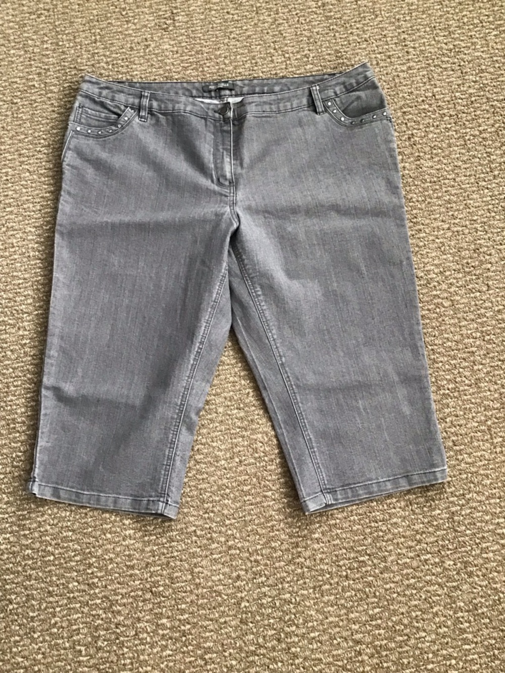 Addition Elle Gray Capri Jeans with Stud Accent